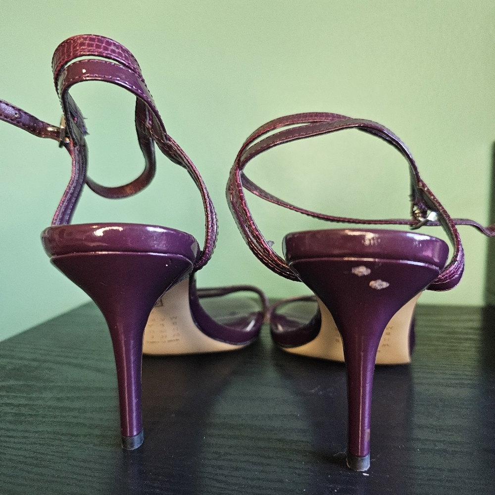 WHBM Plum Purple Sandal Texture Strappy Heels Women's Size 7.5 - Picture 11 of 14